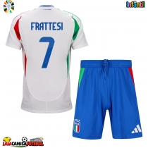 Camisa de Futebol Itália Davide Frattesi #7 Equipamento Secundário Infantil Europeu 2024 Manga Curta (+ Calças curtas)